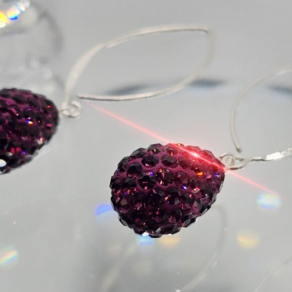 Hand Crafted Purple Drop Earrings - Picture 2 of 9